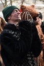 Krasnoilsk, Ukraine Ã¢â¬â January 14, 20187: members of folk festival-carnival Malanka in Krasnoilsk, Chernivtsi region